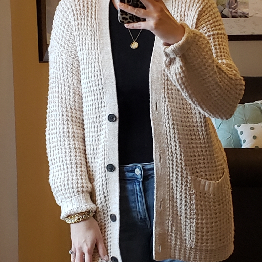 American Eagle Waffle Knit Cardigan